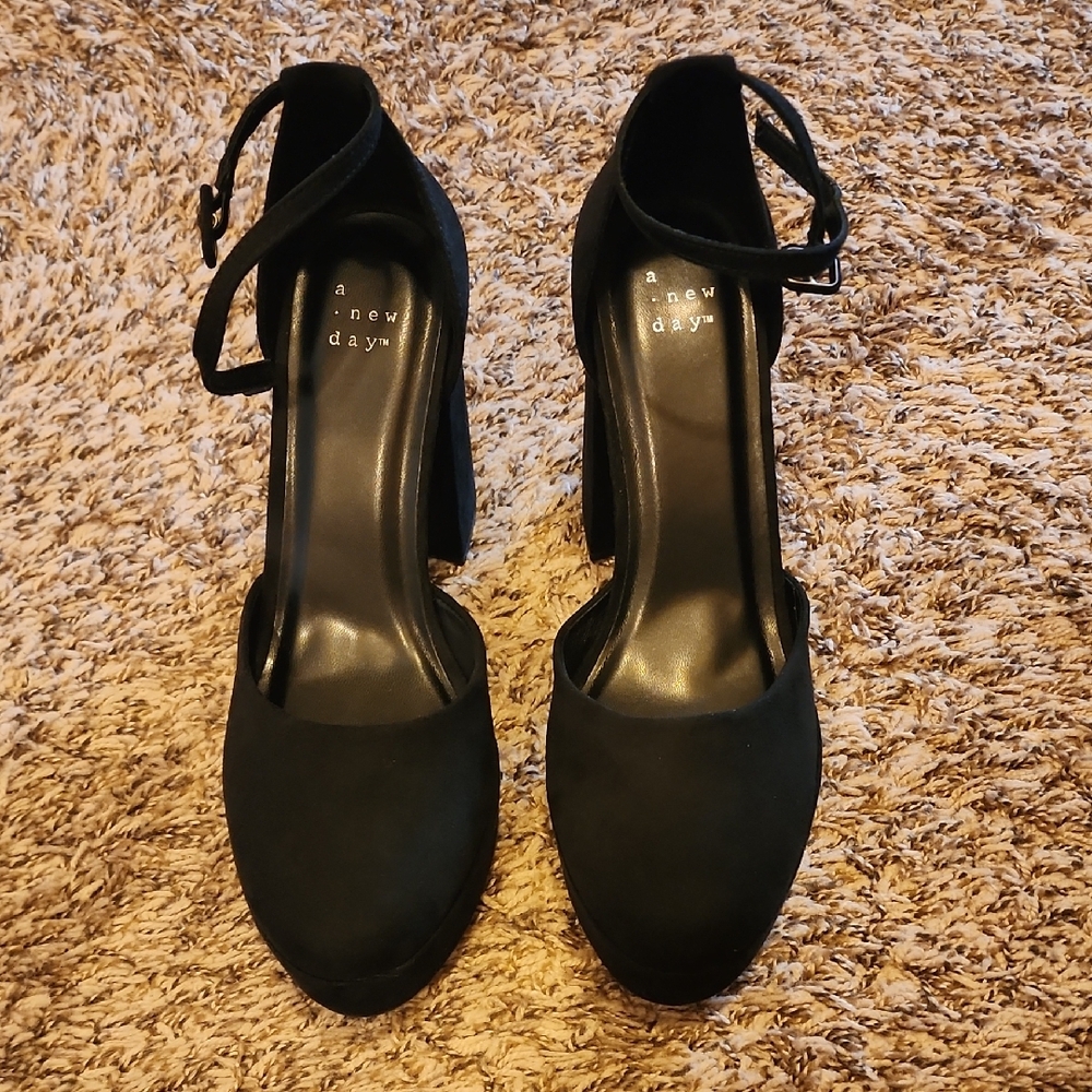 A New Day Black Heels with Ankle Straps